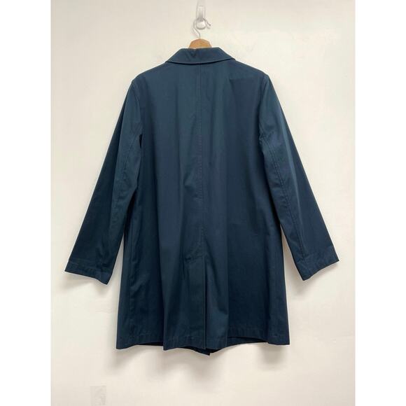 Vintage GAP Navy Minimalist Trench Mac Coat Cotton Relaxed Boxy Normcore - Large - Picture 2 of 8